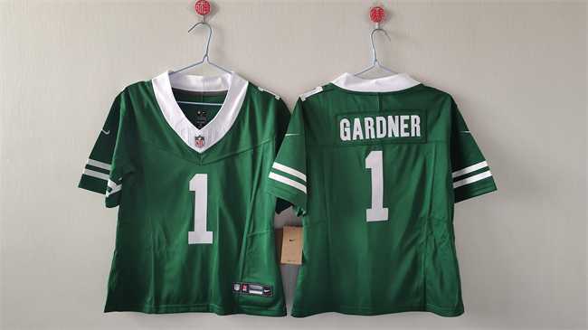 Womens New York Jets #1 Sauce Gardner Green 2024 FU.S.E Vapor Football Stitched Jersey